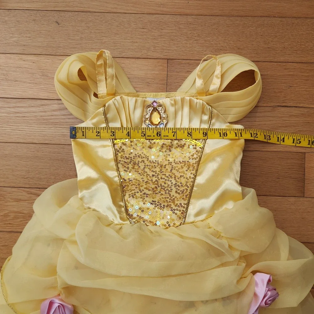 Disney Princess Belle Beauty and the Beast Yellow Sequin Costume Dress Kids 5/6